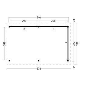  Tuindeco | Overkapping Hamar XL | Type 2 | Zwarte Wanden 211163-10